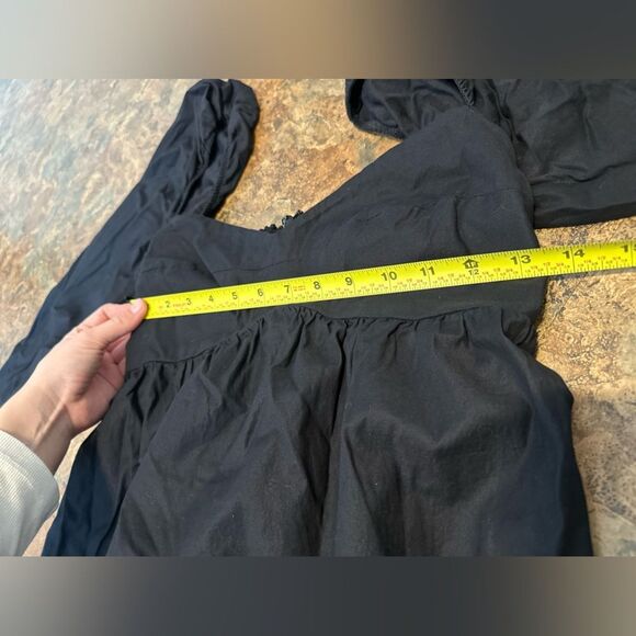 Reformation Farley Dress Black Mini Puff Sleeve - Picture 9 of 9